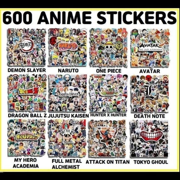 600 Anime Stickers (Demon Slayer One Piece Dragonball Naruto Attack on Titan Etc - Picture 1 of 12